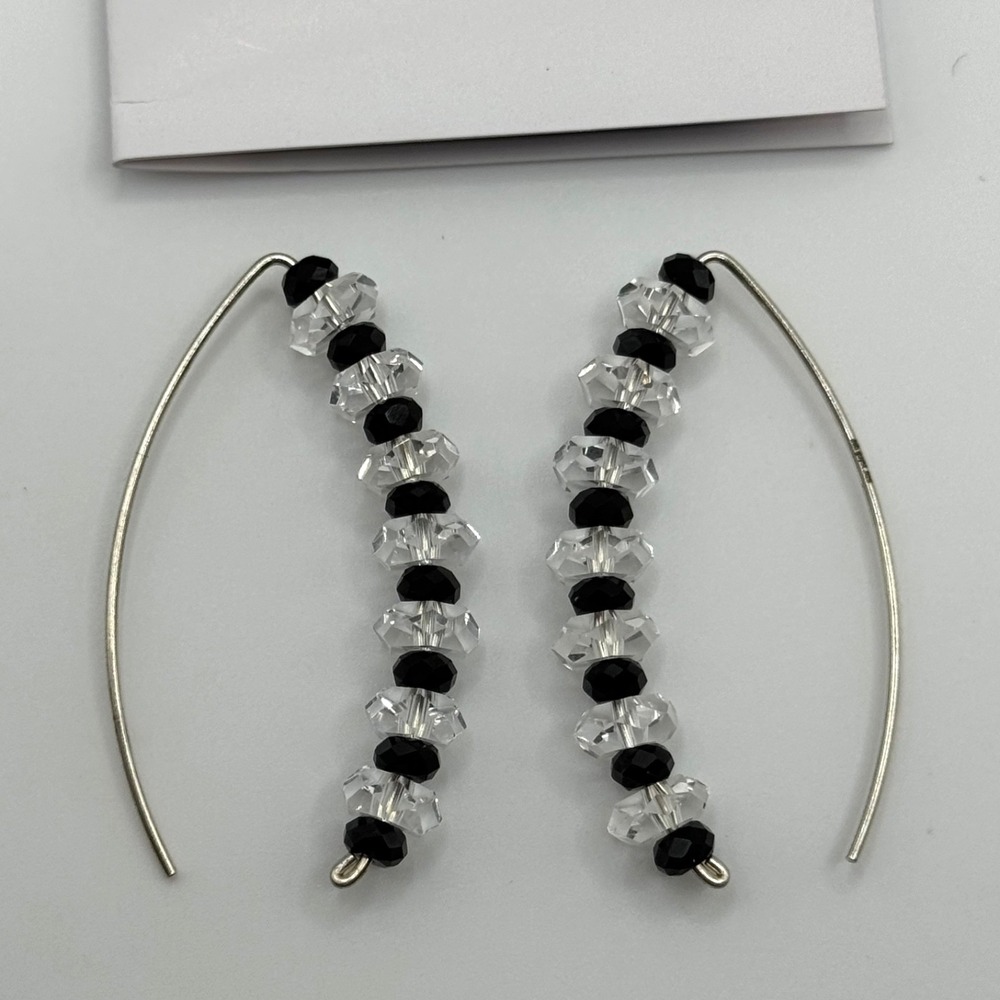 Deb Guyot Sterling Silver Herkimer Quartz Black Spinel Pierced Earrings